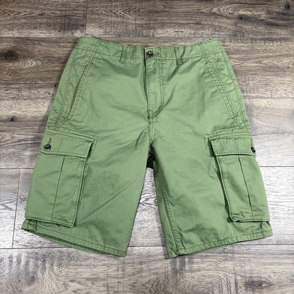Levis Shorts Mens 32 Green Canvas Cargo Regular Fit Utility‎ Casual 11" Inseam